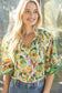 Green Fringe Detail Floral Top