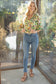 Green Fringe Detail Floral Top