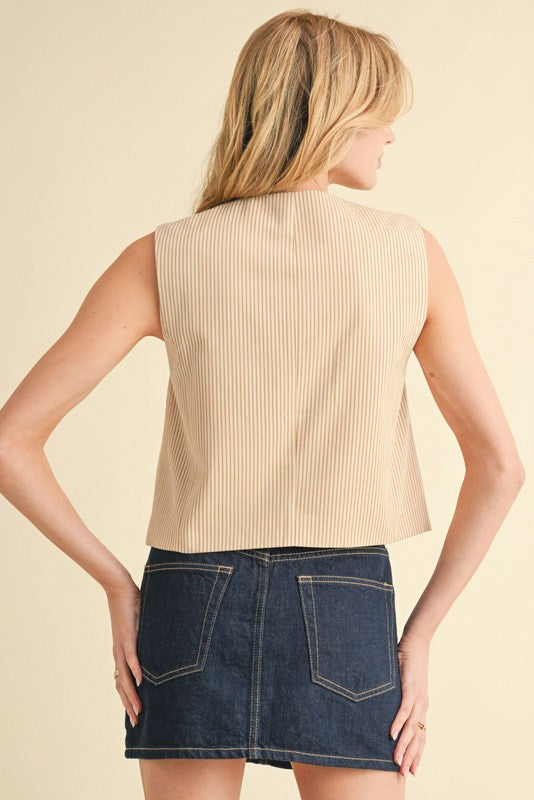 Taupe Striped Vest
