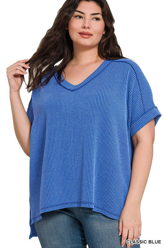 Blue/Black Ribbed Top Curve