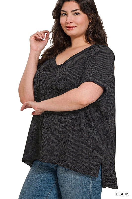 Blue/Black Ribbed Top Curve