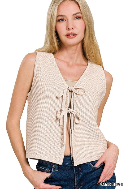 Sand Beige Tie Vest