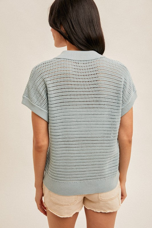 Seafoam FishNet Sweater