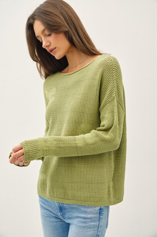 Chive Crochet Knit Sweater Sm-3X