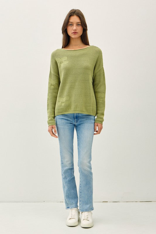 Chive Crochet Knit Sweater Sm-3X