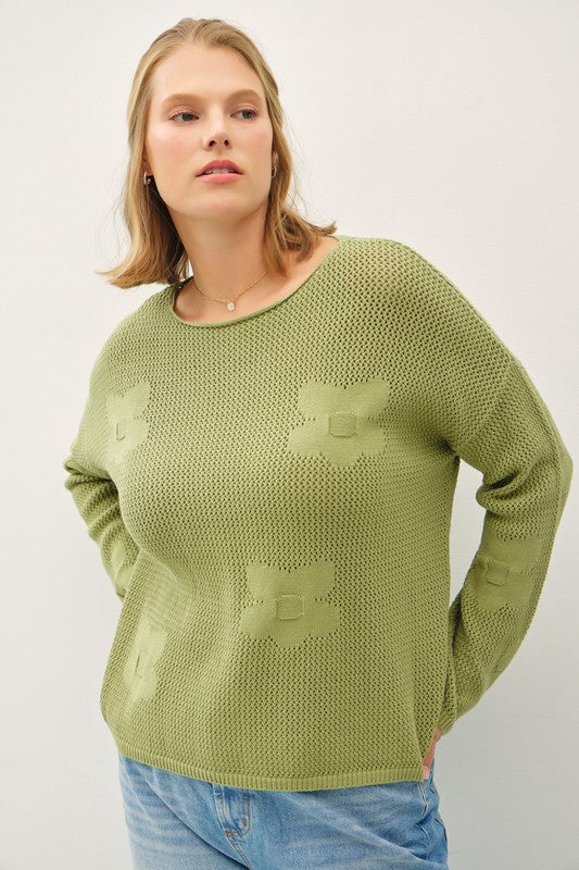 Chive Crochet Knit Sweater Sm-3X