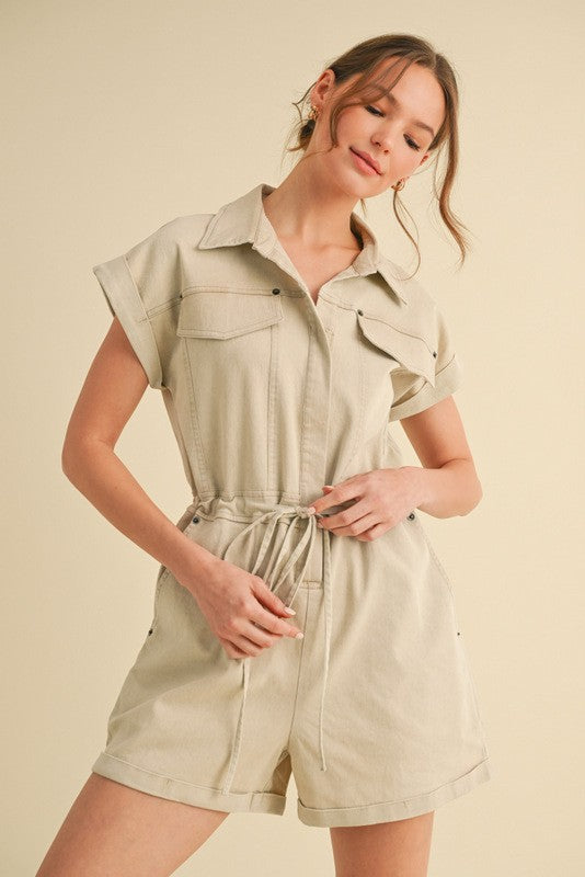 Black/Ecru Black Cotton Romper