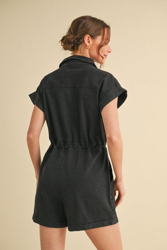 Black/Ecru Black Cotton Romper