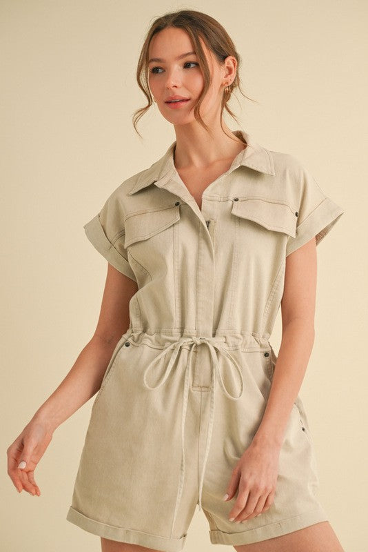Black/Ecru Black Cotton Romper