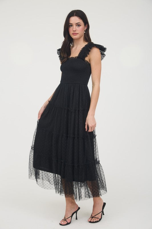 Black Polka Dot Chiffon Dress