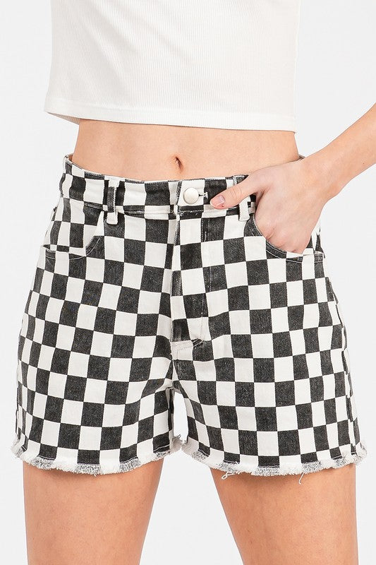 Black Checked Shorts