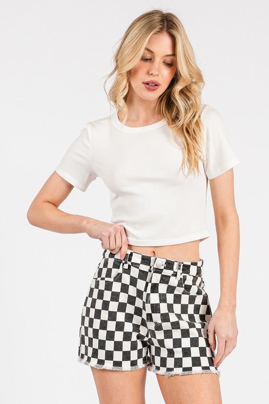 Black Checked Shorts
