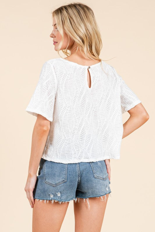 Elegant Black/White Textured Top