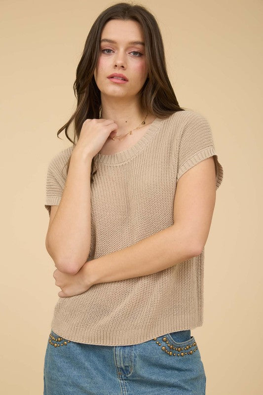 Taupe Crew Neck Sweater