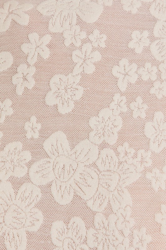 Cream Floral Sheer Top