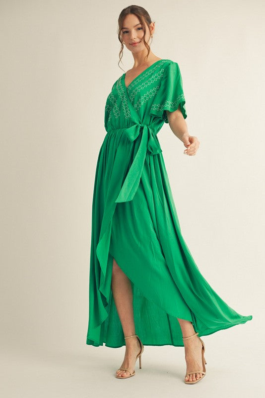 Green Waist Tie Maxi