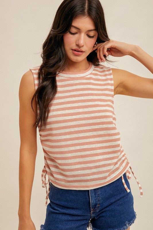 Apricot Muscle Ruched Top