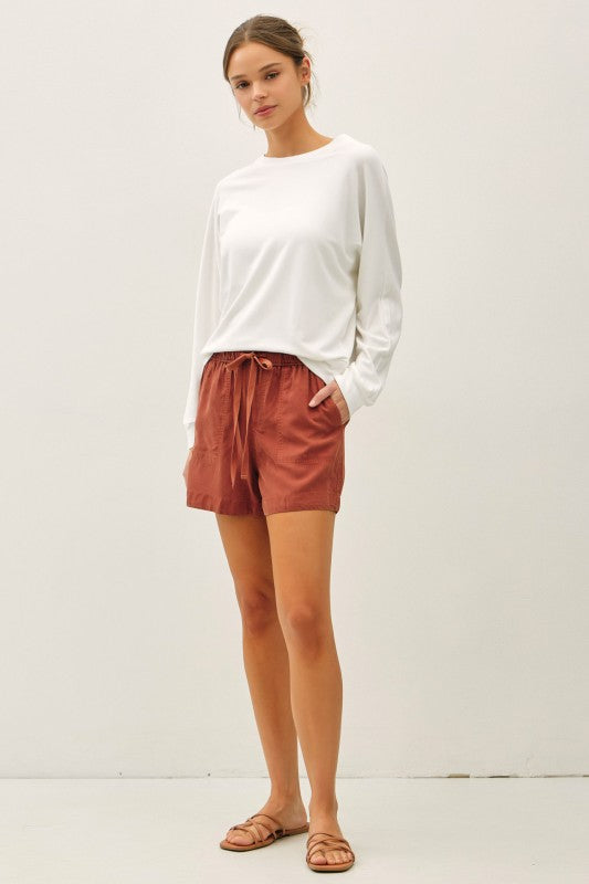 Dark Rust Tencel Shorts