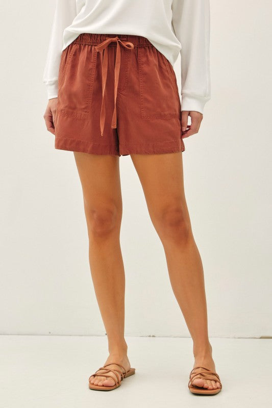 Dark Rust Tencel Shorts