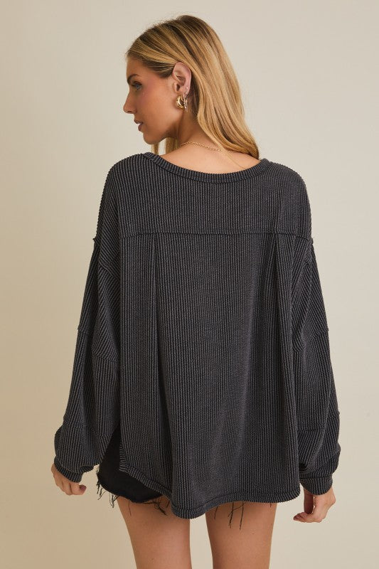 Charcoal Ribbed Pullover