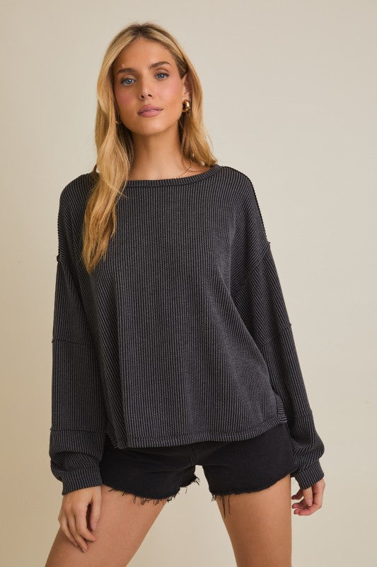 Charcoal Ribbed Pullover