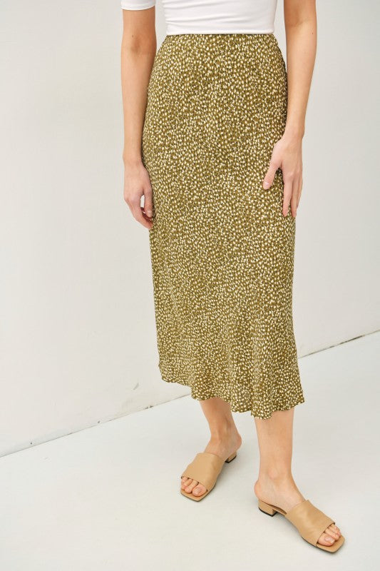 Olive Floral Midi Skirt