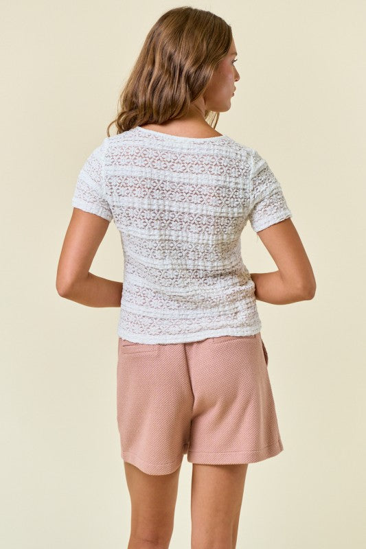 Off-White Ruffle Lace Top