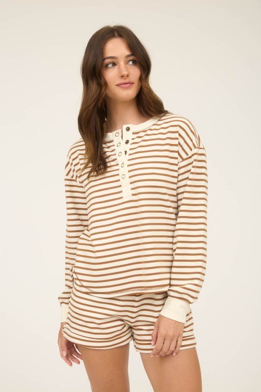 Brown Striped Henley