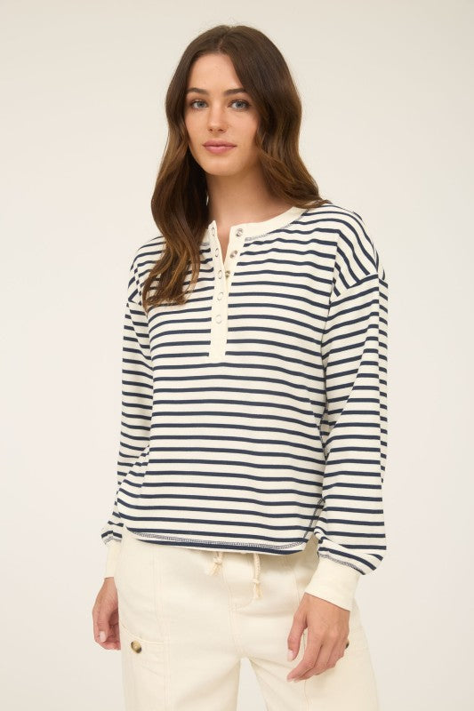 Navy Striped Henley