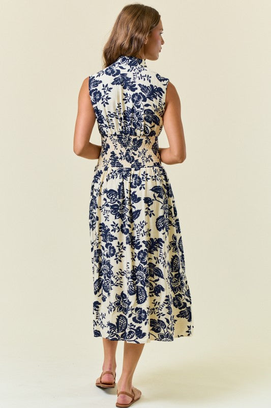 Navy Paisley Print Dress