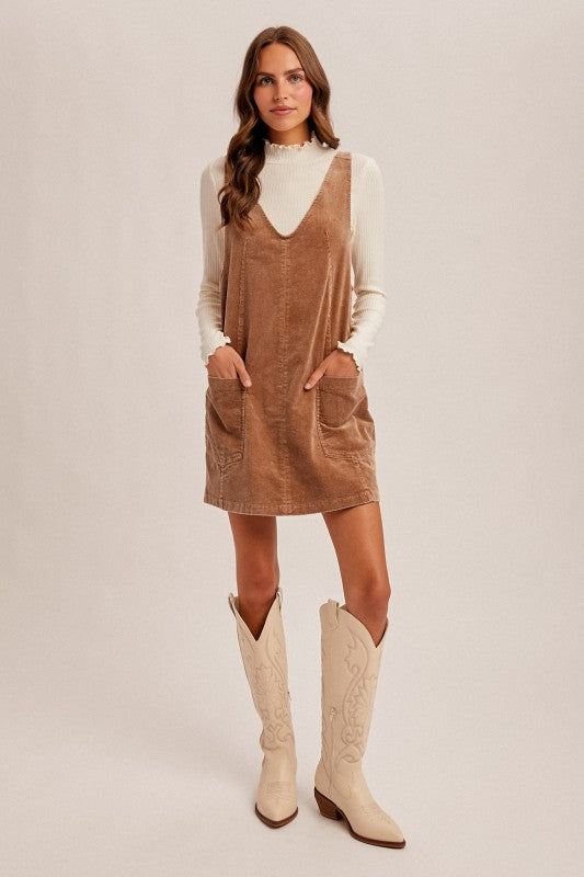 Snow Wash Corduroy Overall Dress