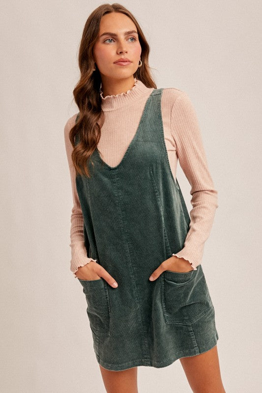 Snow Wash Corduroy Overall Dress