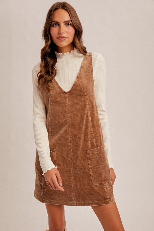 Snow Wash Corduroy Overall Dress