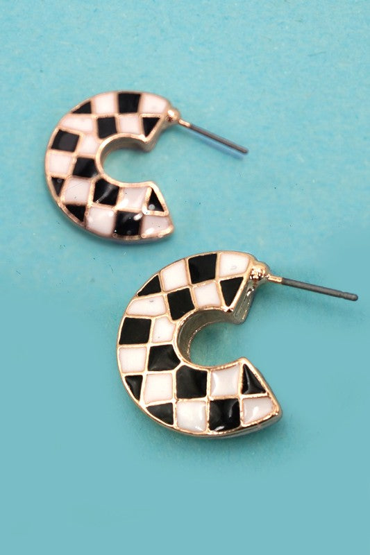 Double Sided Check Earrings