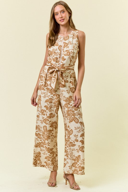 Mocha Paisley Print Jumpsuit