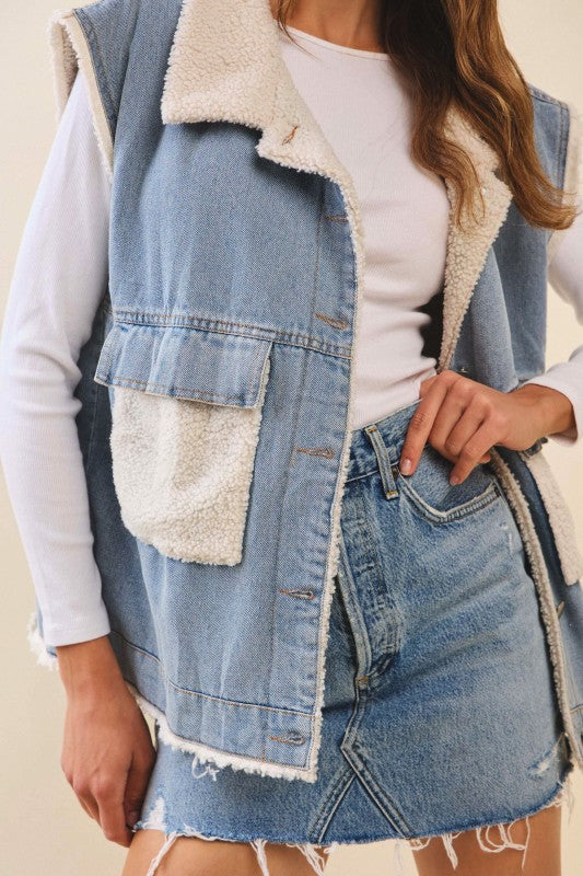 Denim Sherpa Vest