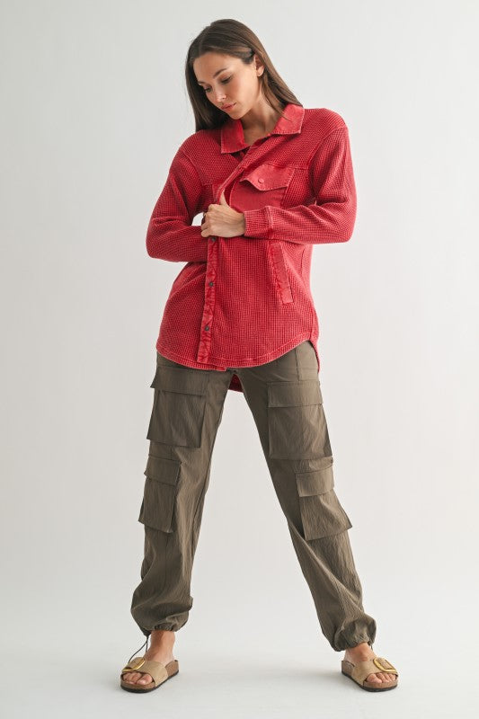 Garnet Red Waffle Jacket