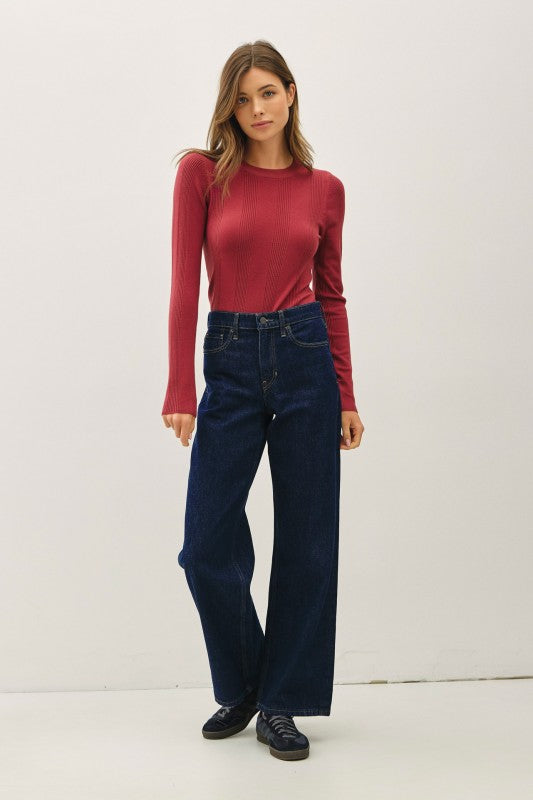 Maroon Patterned Knit Sweater