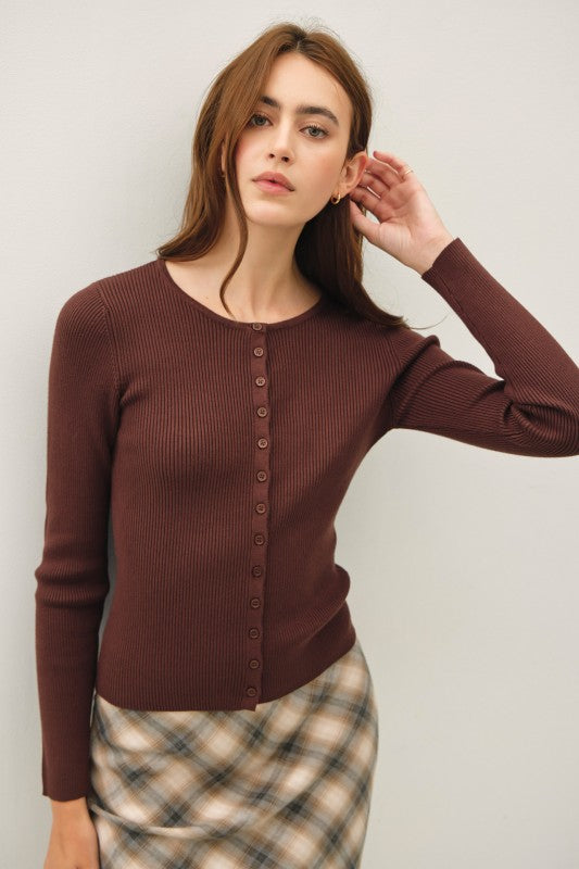 Choco Button Up Cardi