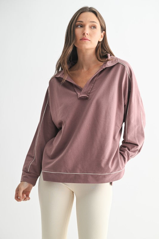 Rose Taupe Collared Pullover