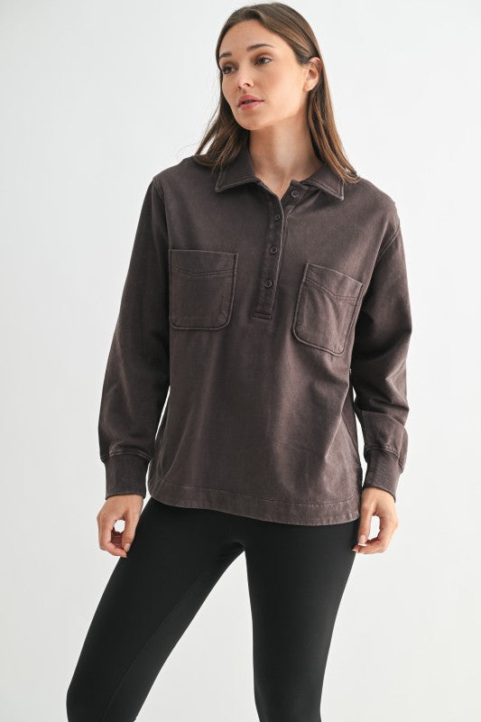 Espresso Mineral Wash Pullover