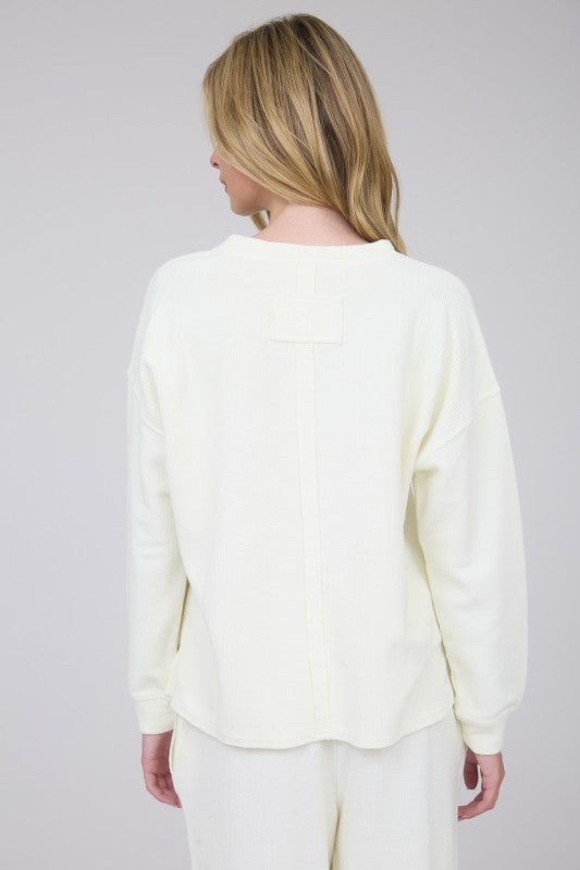 Cream Washed Pocket Pullover