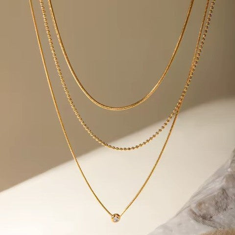 Triple Layer Rhinestone Necklace