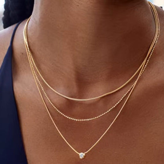 Triple Layer Rhinestone Necklace