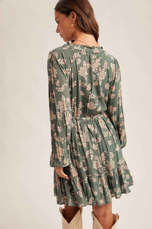 Hunter Green Floral Dress