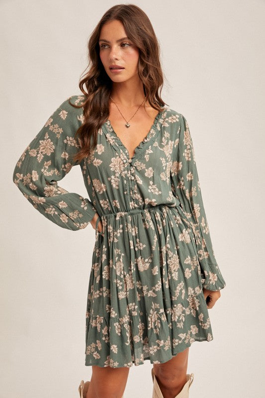 Hunter Green Floral Dress