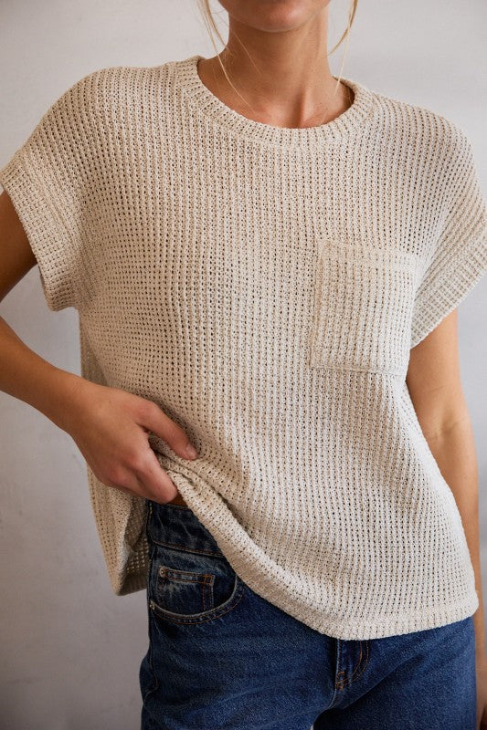 Natural Pocket Sweater Top