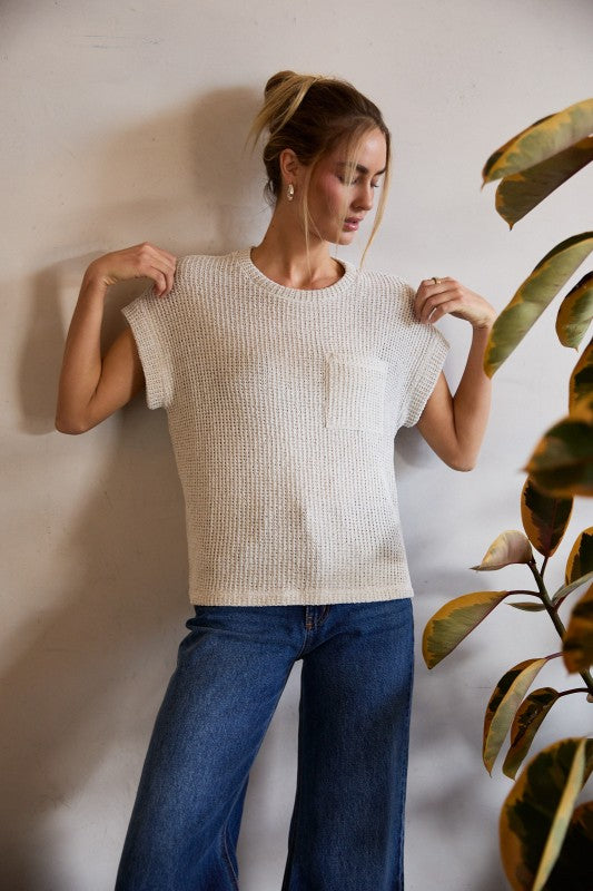 Natural Pocket Sweater Top