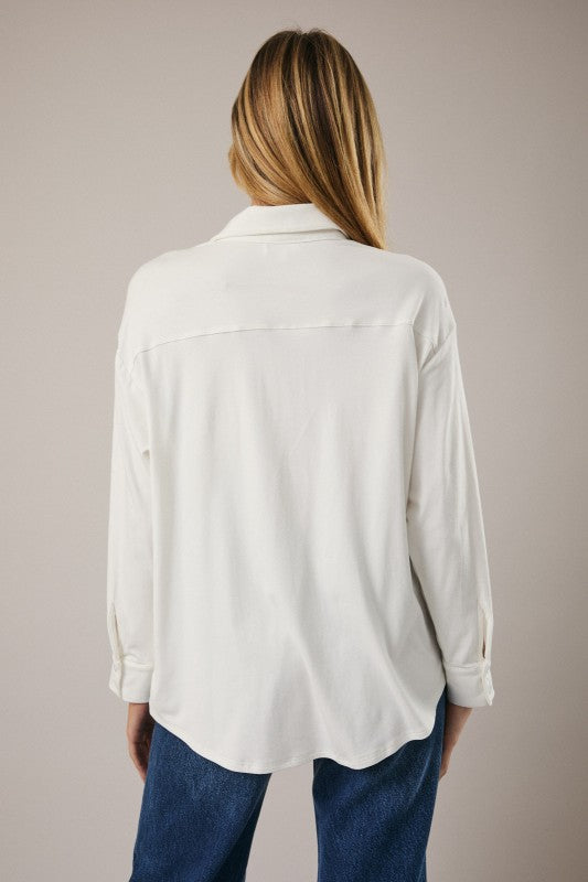 White Long Sleeve Jersey Shirt