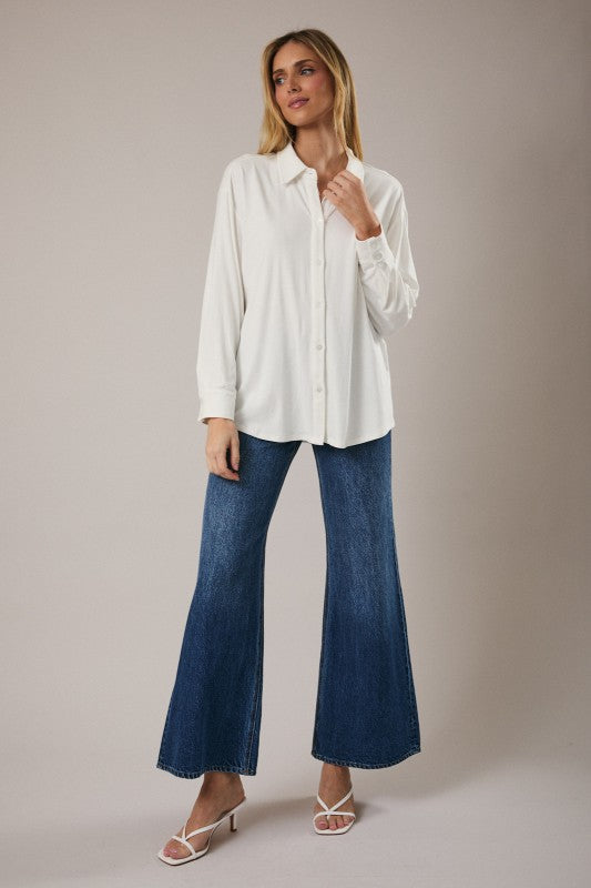 White Long Sleeve Jersey Shirt